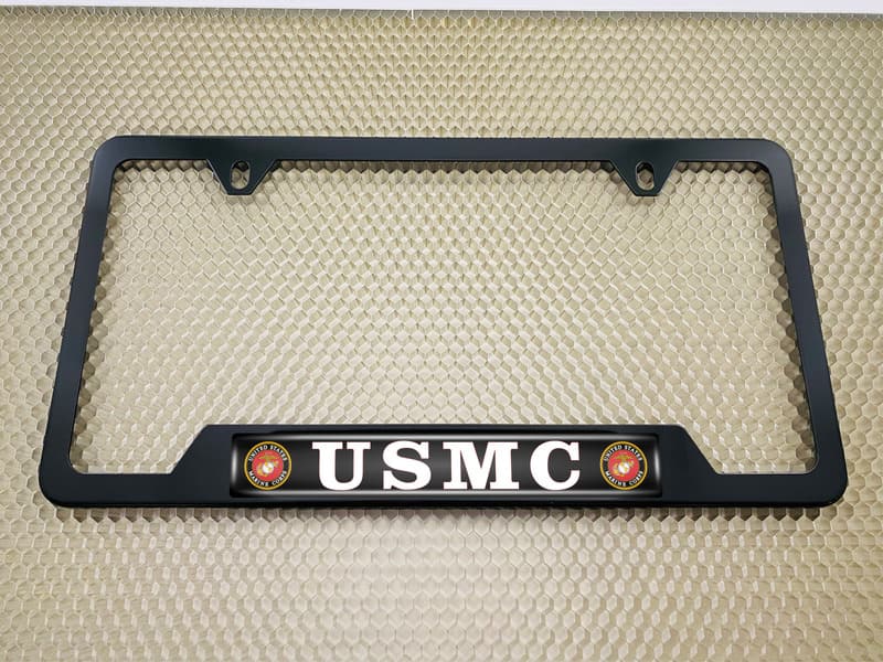 USMC - Stainless Steel Black 2-hole Car License Plate Frame